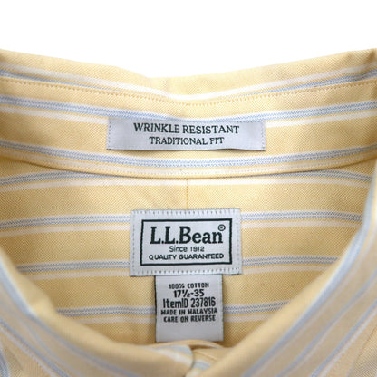 L.L.Bean トラディショナルフィット オックスフォード ボタンダウンシャツ XL TRADITIONAL FIT イエロー ストライプ 形態安定 WRINKLE RESISTANT 237816