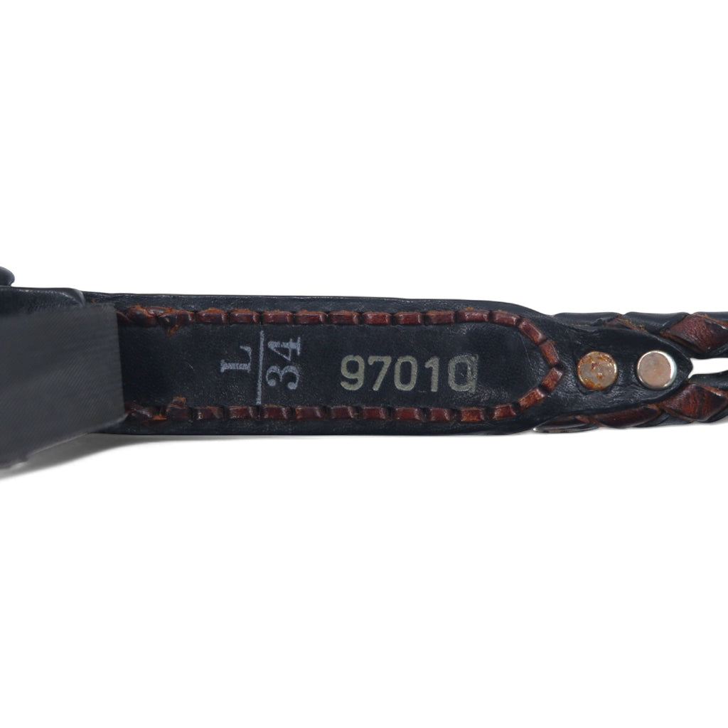 BRIGHTON イントレチャート シルバー コンチョ レザーベルト ブラック L/34 レザー 編み上げ 97010