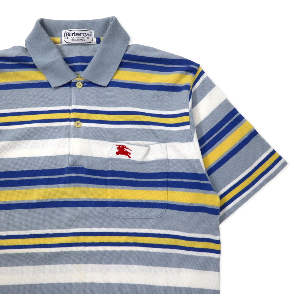 Burberrys Old Polo Shirt M Multicolor Border Cotton One Point Logo
