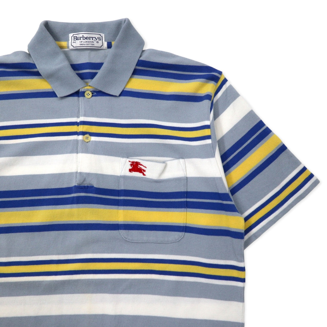 Burberrys Old Polo Shirt M Multicolor Border Cotton One Point Logo