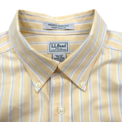L.L.Bean トラディショナルフィット オックスフォード ボタンダウンシャツ XL TRADITIONAL FIT イエロー ストライプ 形態安定 WRINKLE RESISTANT 237816