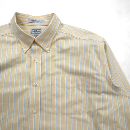 L.L.Bean トラディショナルフィット オックスフォード ボタンダウンシャツ XL TRADITIONAL FIT イエロー ストライプ 形態安定 WRINKLE RESISTANT 237816