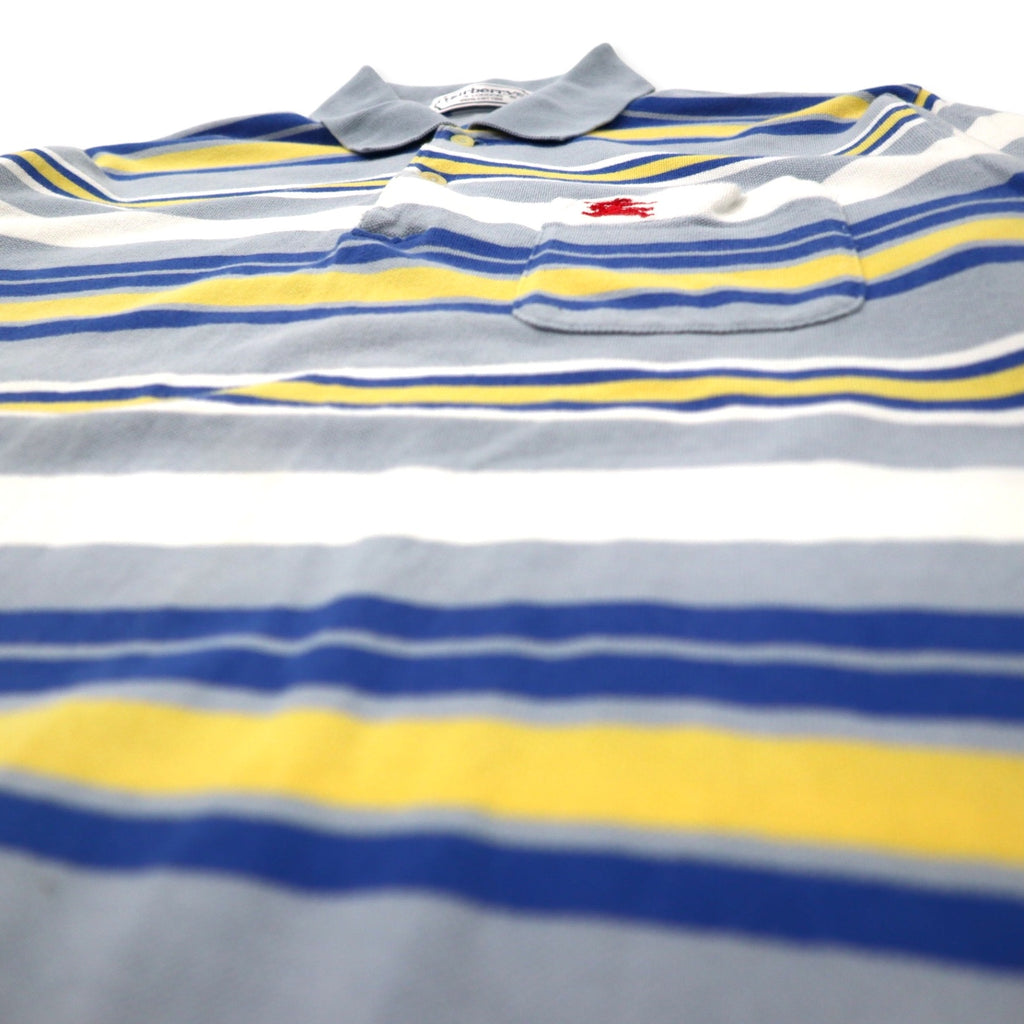 Burberrys Old Polo Shirt M Multicolor Border Cotton One Point Logo