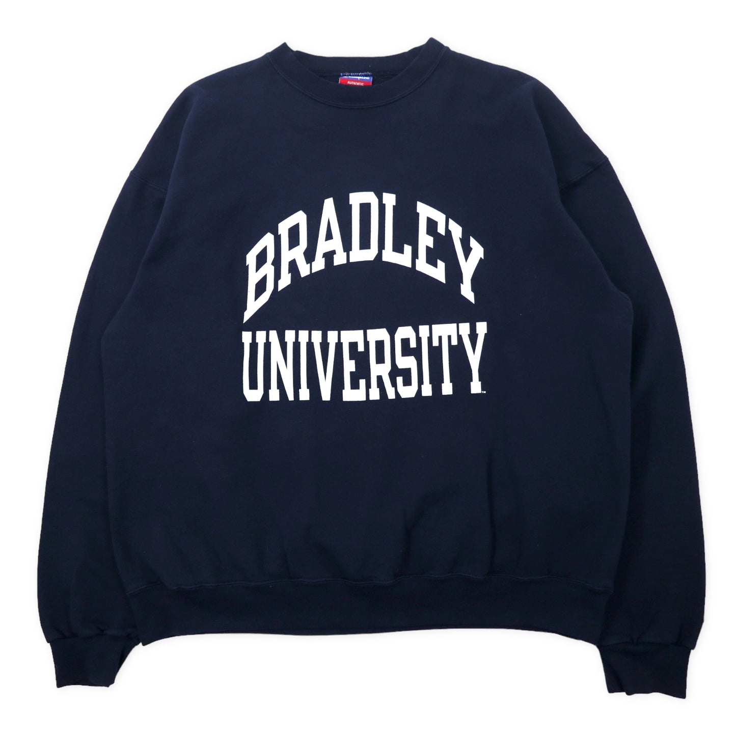 Champion 90年代 カレッジ プリント スウェット XL ネイビー コットン 裏起毛 BRADLEY UNIVERSITY ビッグサイズ メキシコ製