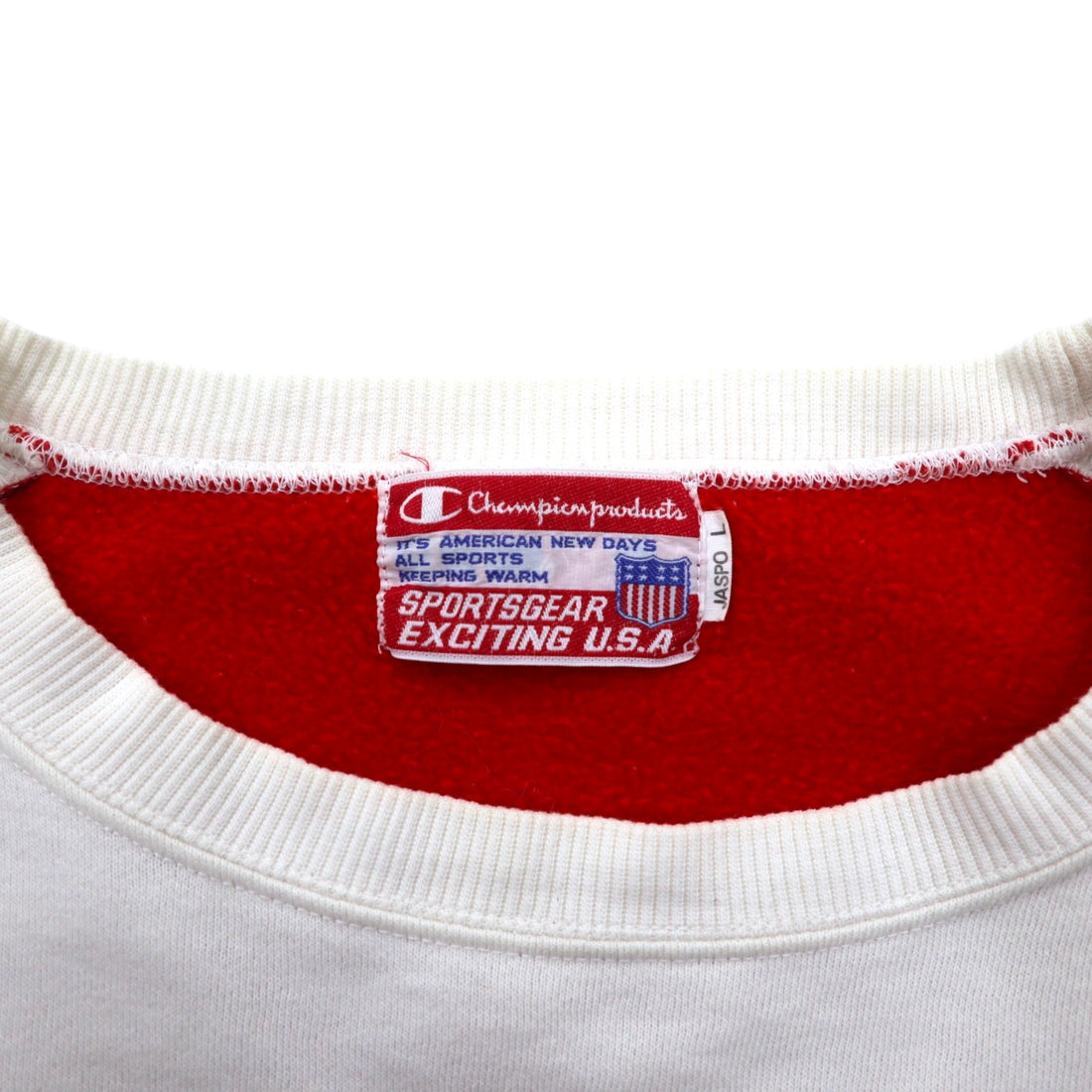 Champion products 90s drop shoulder sweatshirt L white red big logo double sided print