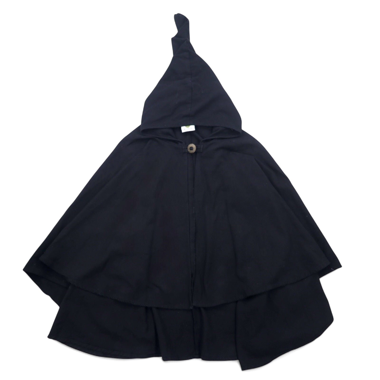 日本然リトテ-古着オンライン-MYTHOLON コンチョボタン フーデッド ローブ ポンチョ FREE ブラック コットン-MYTHOLON Concho Button Hooded Robe Poncho FREE Black Cotton