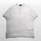 Polo by Ralph Lauren 90s Polo Shirt 2XL Big Size White Pique Pony Embroidery