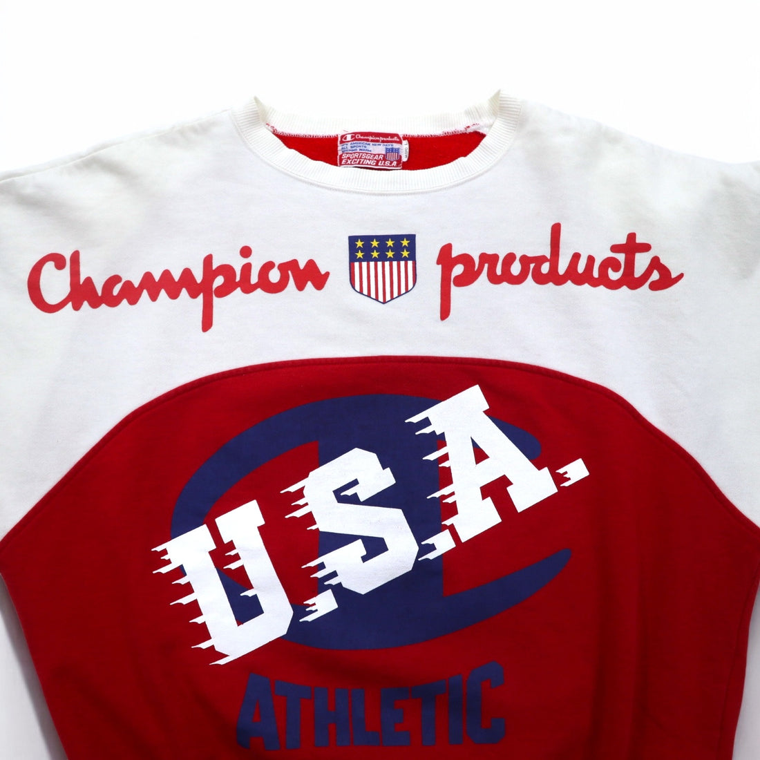 Champion products 90s drop shoulder sweatshirt L white red big logo double sided print