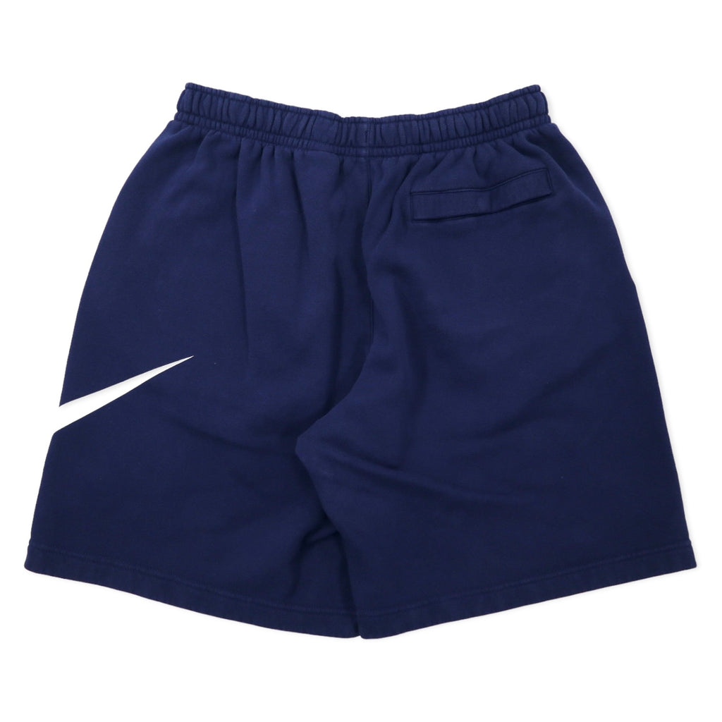 NIKE Sweat Shorts Half Pants L Navy Cotton Big Swoosh Sportswear Club Men's Graphic Shorts BV2721-410