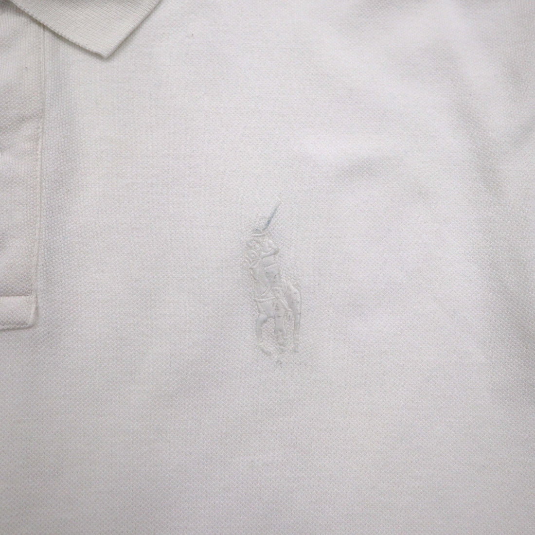 Polo by Ralph Lauren 90s Polo Shirt 2XL Big Size White Pique Pony Embroidery