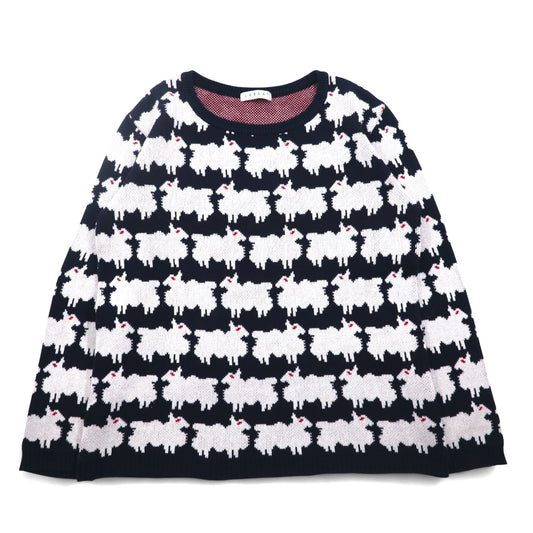 LABRAT × BEAMS コットン ニット セーター L ネイビー 総柄 アニマル 羊 SHEEP KNIT SP