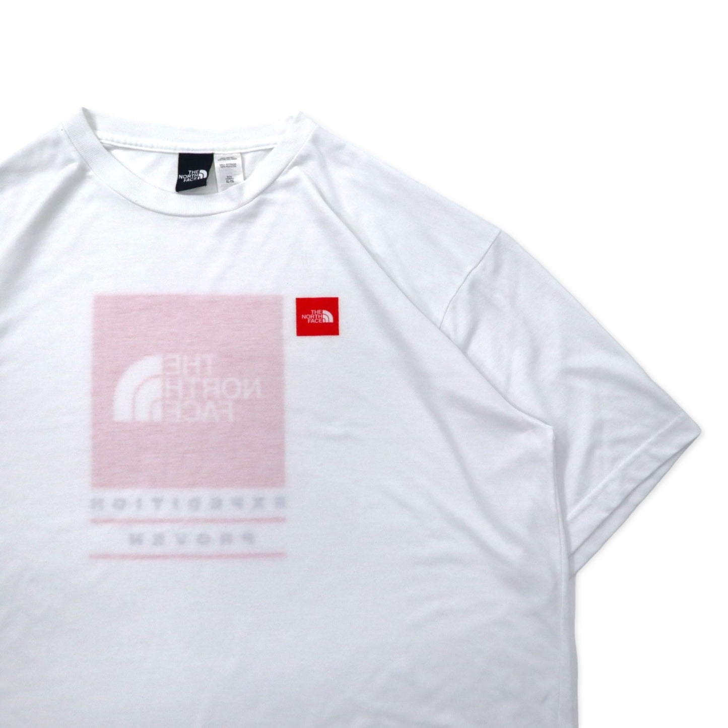 THE NORTH FACE USA製 ボックスロゴ プリント Tシャツ XL ホワイト ポリエステル ビッグサイズ