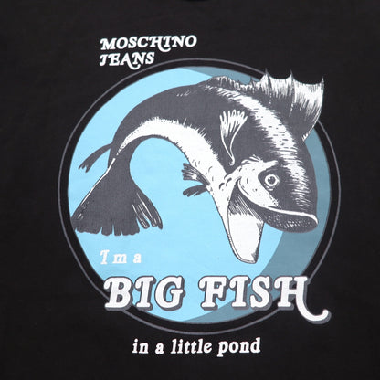 MOSCHINO JEANS Long Sleeve T-Shirt, XL, Black, BIG FISH Print