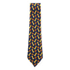 CELINE Made in Spain Tie Navy Silk All-over Chess Pattern