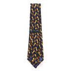 CELINE Made in Spain Tie Navy Silk All-over Chess Pattern
