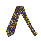 CELINE Made in Spain Tie Navy Silk All-over Chess Pattern