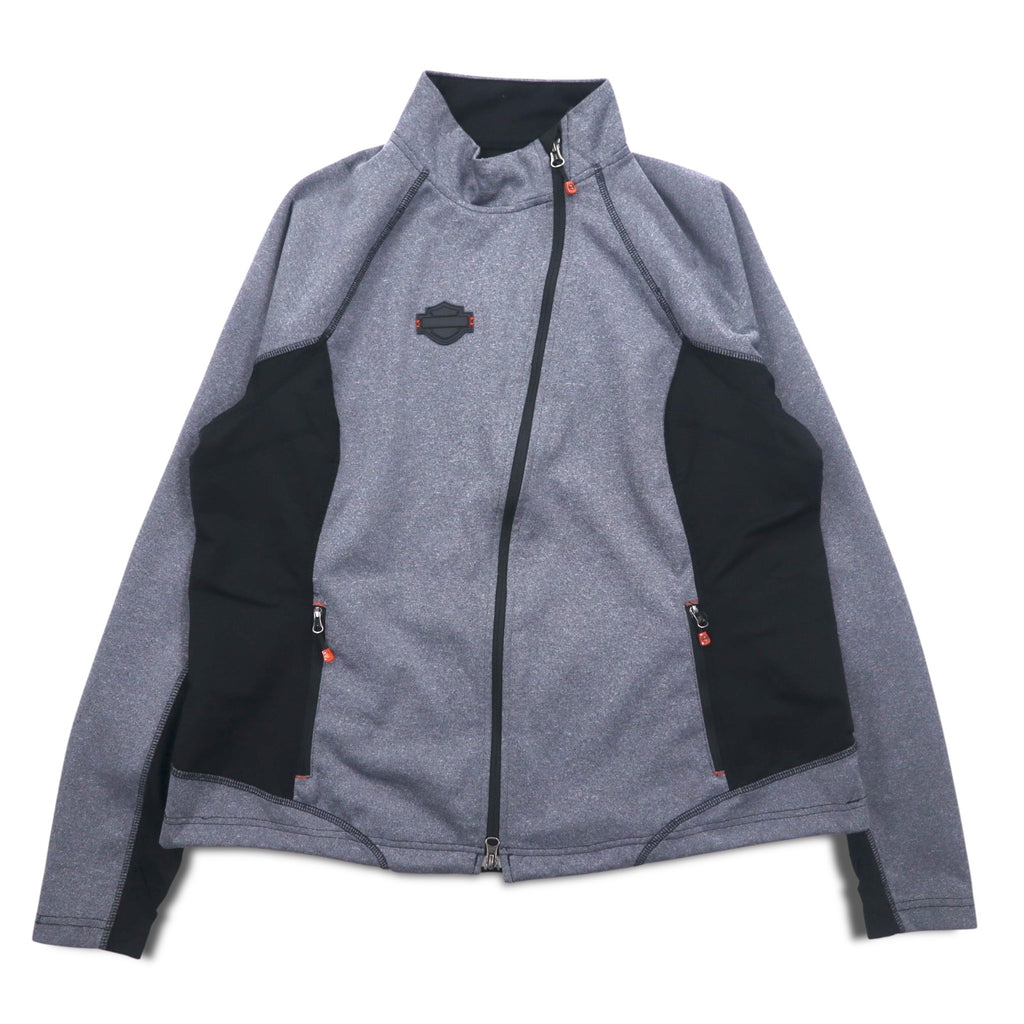 HARLEY DAVIDSON Softshell Jacket Jersey L Grey Stretch Thumbhole Double Zip