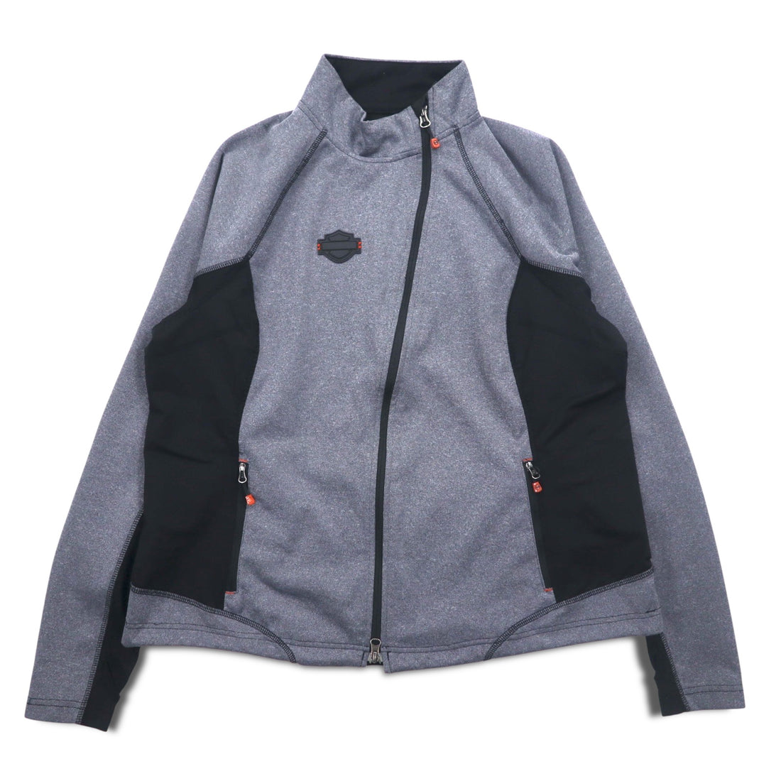 HARLEY DAVIDSON Softshell Jacket Jersey L Grey Stretch Thumbhole Double Zip