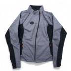 HARLEY DAVIDSON Softshell Jacket Jersey L Grey Stretch Thumbhole Double Zip
