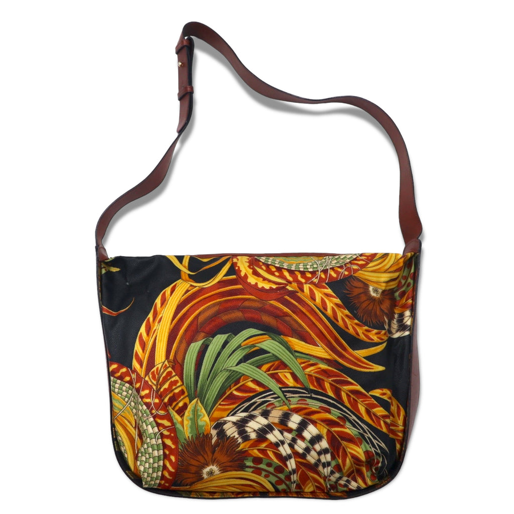 Salvatore Ferragamo shoulder bag in multicolor PVC leather with all-over print scarf and botanical pouch AD21 1284 Made in Italy