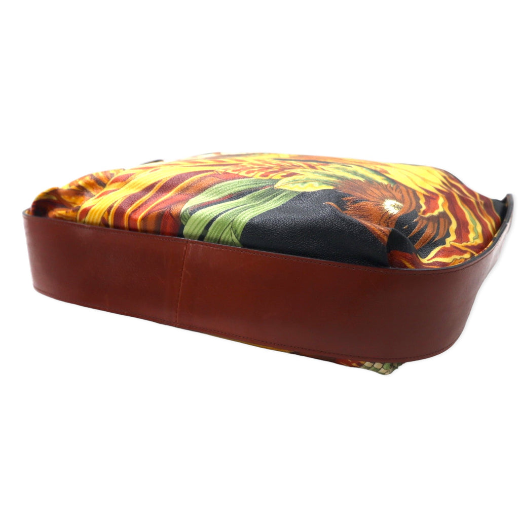 Salvatore Ferragamo shoulder bag in multicolor PVC leather with all-over print scarf and botanical pouch AD21 1284 Made in Italy
