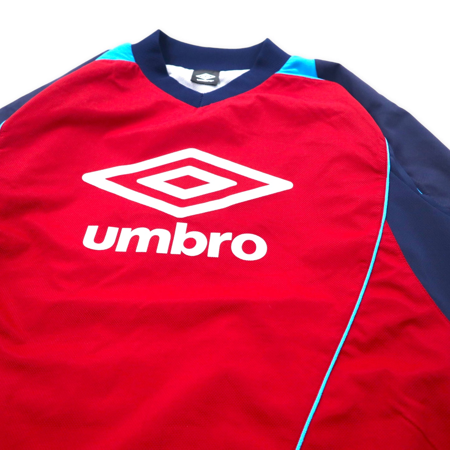 UMBRO ピステ プルオーバー ナイロンジャケット L レッド ロゴプリント メッシュライナー