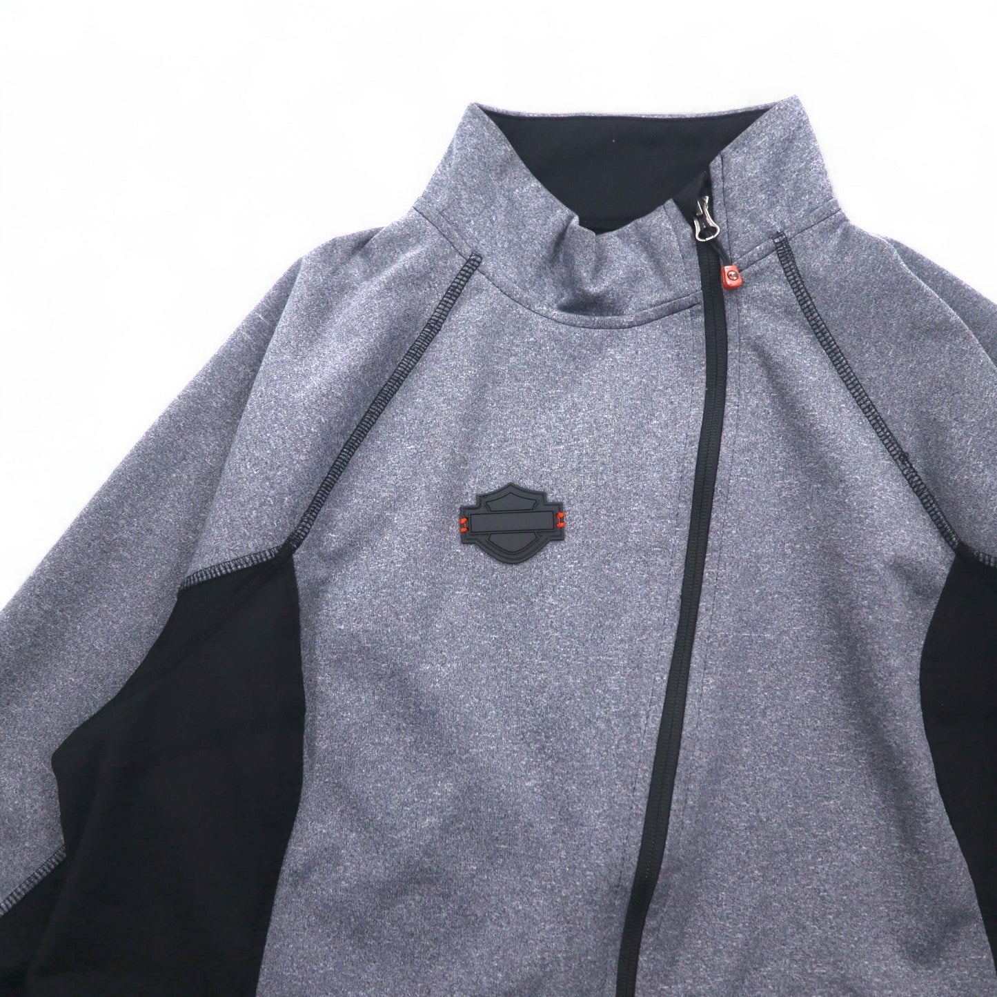 HARLEY DAVIDSON ソフトシェルジャケット ジャージ L グレー ストレッチ サムホール ダブルジップ