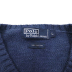Polo by Ralph Lauren 90年代 Vネック コットンニット ベスト L ネイビー スモールポニー刺繍