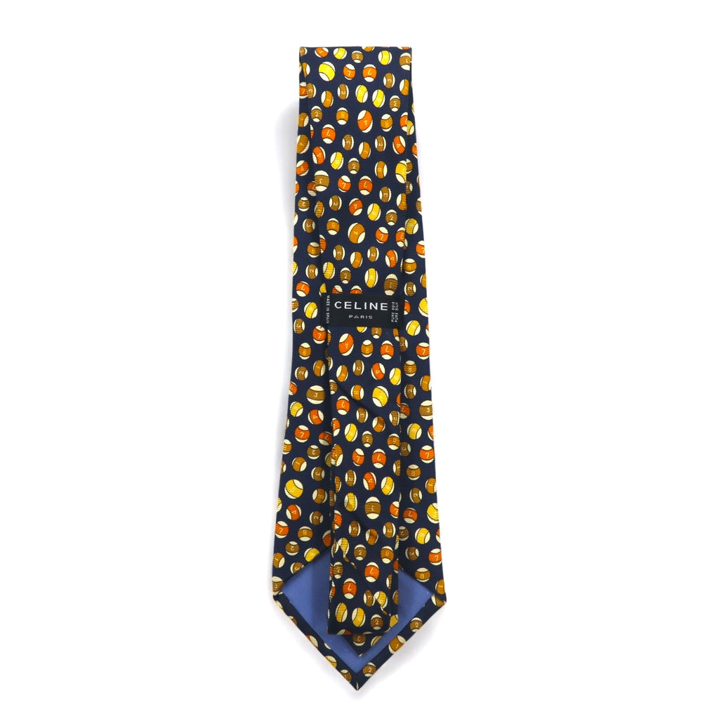 CELINE Spain made tie, navy, silk, all-over print, billiards