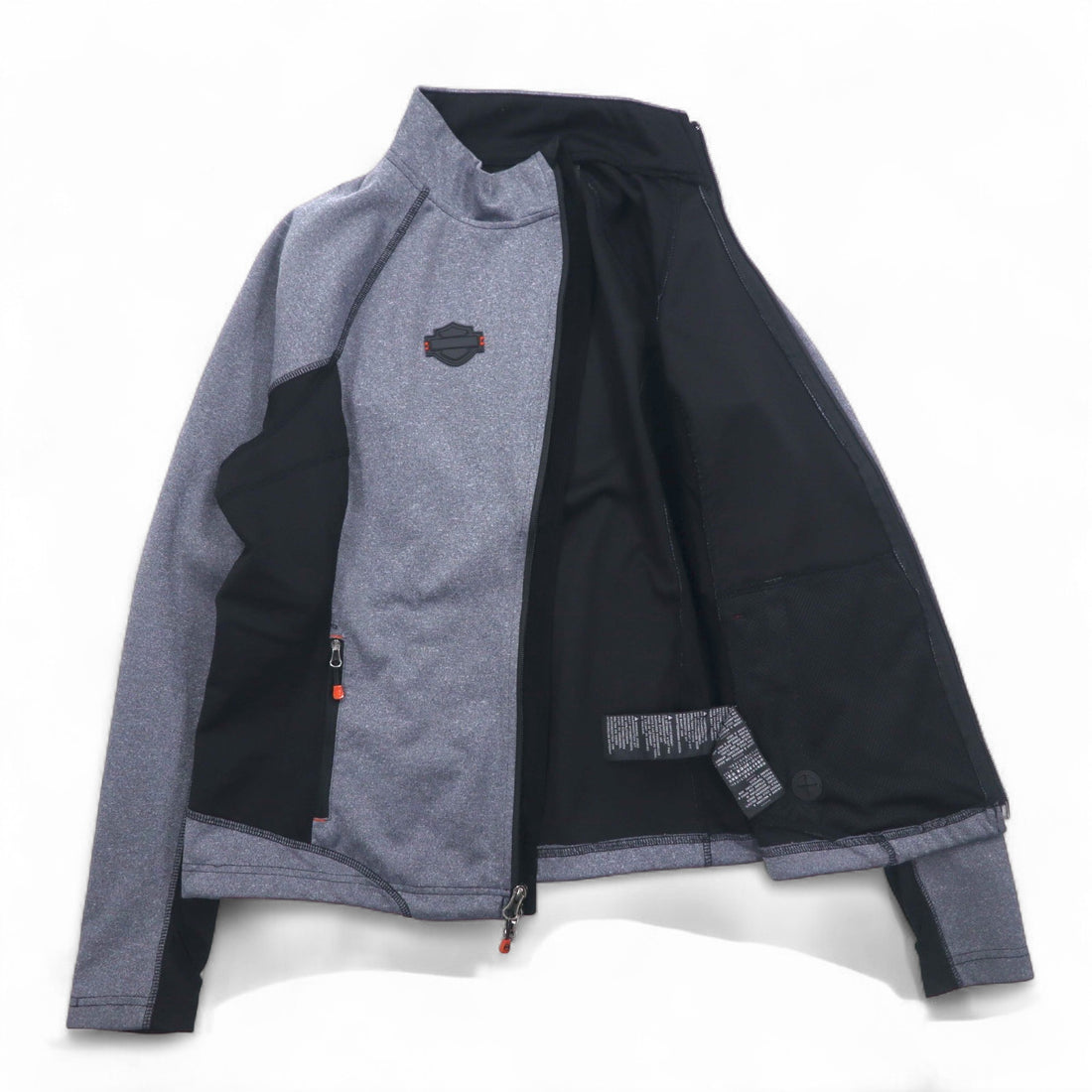 HARLEY DAVIDSON Softshell Jacket Jersey L Grey Stretch Thumbhole Double Zip