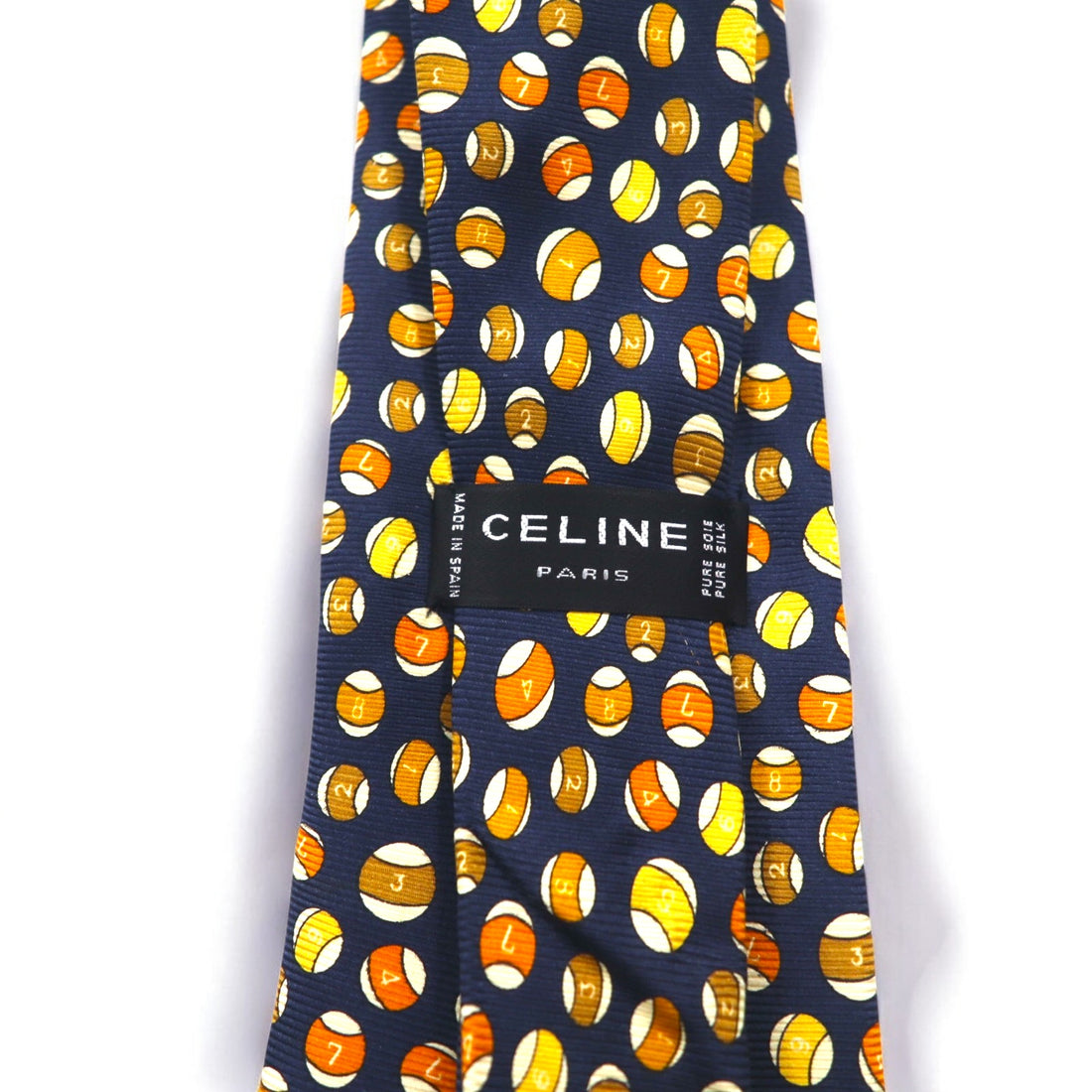 CELINE Spain made tie, navy, silk, all-over print, billiards