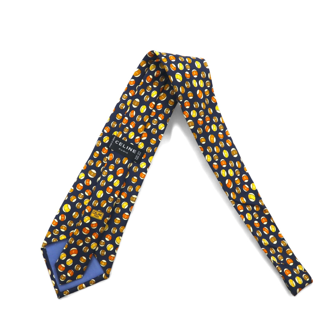 CELINE Spain made tie, navy, silk, all-over print, billiards