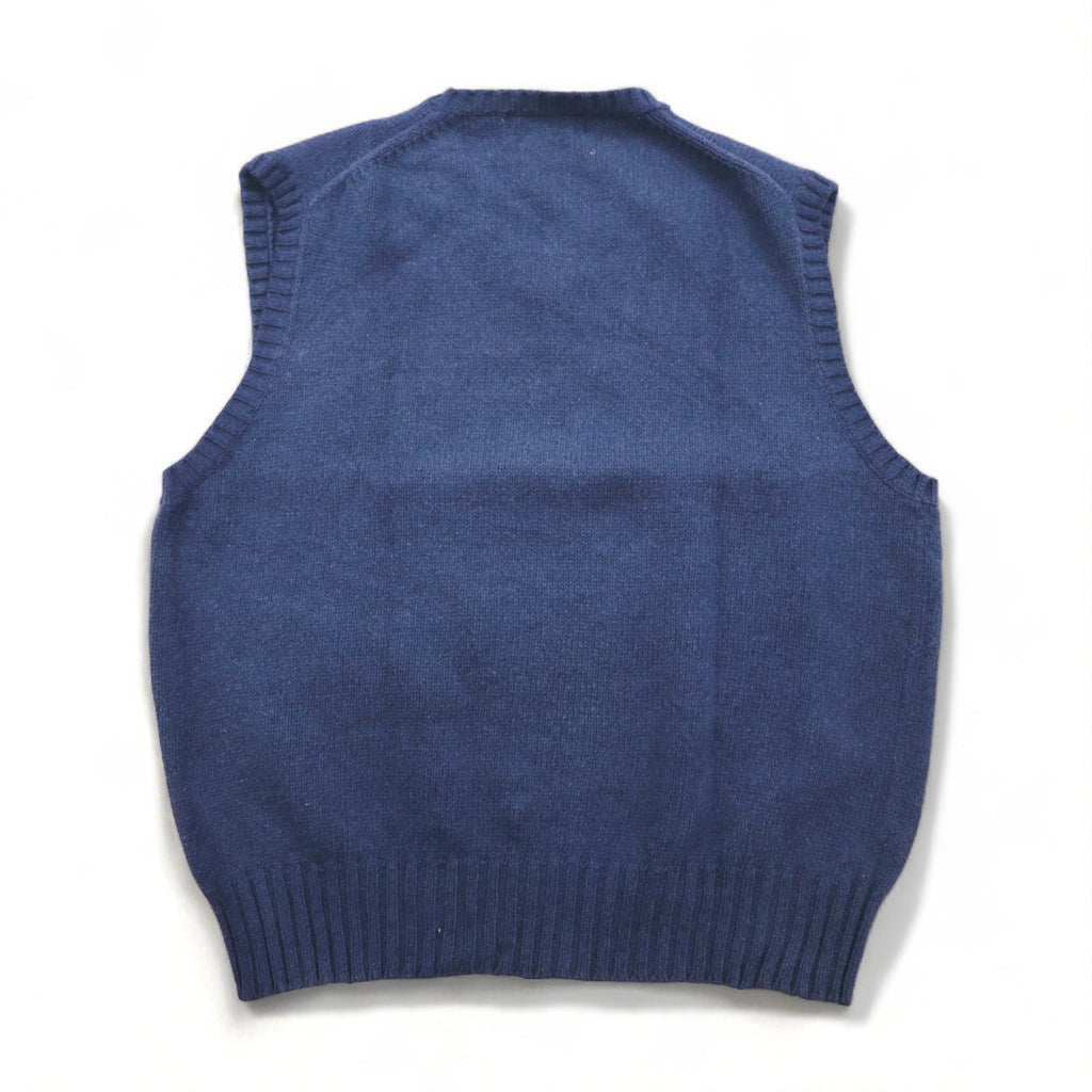 Polo by Ralph Lauren 90年代 Vネック コットンニット ベスト L ネイビー スモールポニー刺繍