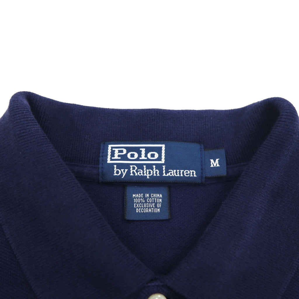Polo by Ralph Lauren 90s Polo Player Embroidered Polo Shirt, Medium, Navy, Cotton, Pique