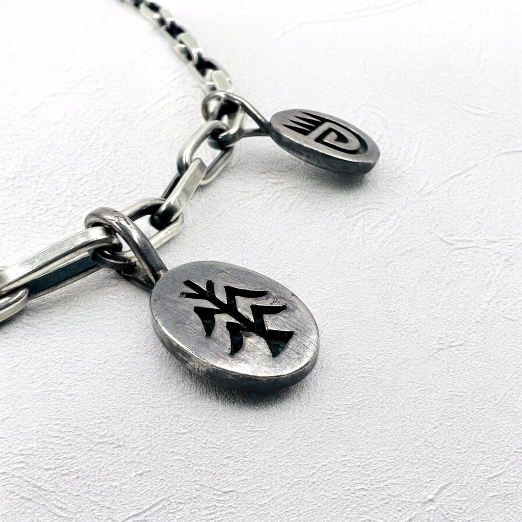 NAVAJO インディアンジュエリー Timothy Lee ネックレス ナバホ族 シルバー リンク チェーン Sterling スタンプワーク トライバル