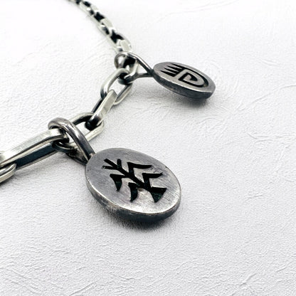 NAVAJO インディアンジュエリー Timothy Lee ネックレス ナバホ族 シルバー リンク チェーン Sterling スタンプワーク トライバル