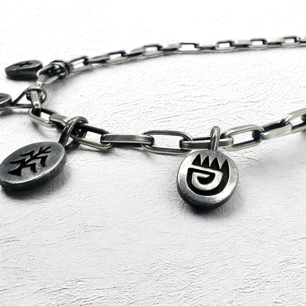 NAVAJO インディアンジュエリー Timothy Lee ネックレス ナバホ族 シルバー リンク チェーン Sterling スタンプワーク トライバル