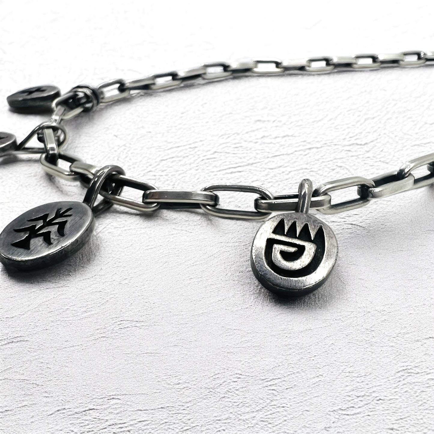 NAVAJO インディアンジュエリー Timothy Lee ネックレス ナバホ族 シルバー リンク チェーン Sterling スタンプワーク トライバル