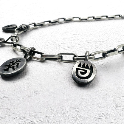 NAVAJO インディアンジュエリー Timothy Lee ネックレス ナバホ族 シルバー リンク チェーン Sterling スタンプワーク トライバル