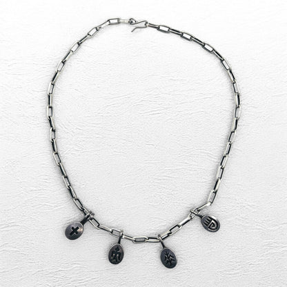 NAVAJO インディアンジュエリー Timothy Lee ネックレス ナバホ族 シルバー リンク チェーン Sterling スタンプワーク トライバル