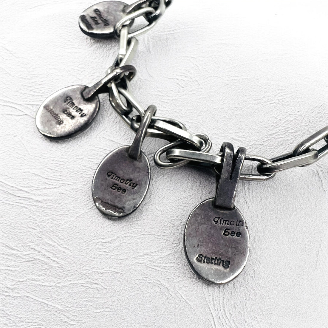 NAVAJO インディアンジュエリー Timothy Lee ネックレス ナバホ族 シルバー リンク チェーン Sterling スタンプワーク トライバル