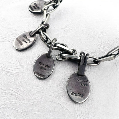 NAVAJO インディアンジュエリー Timothy Lee ネックレス ナバホ族 シルバー リンク チェーン Sterling スタンプワーク トライバル