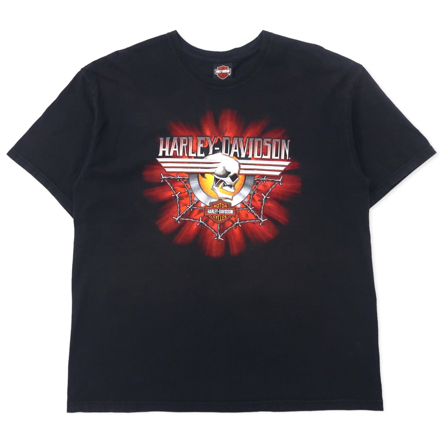 HARLEY DAVIDSON スカル ロゴプリント Tシャツ XL ブラック コットン FLORIDA USA メキシコ製