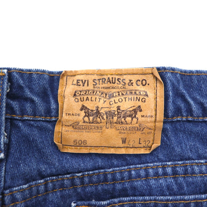 Levi's 90s USA Made 506 Orange Tab Tapered Denim Pants, Size XL, Indigo Blue, Zipper Fly, 40506 0202