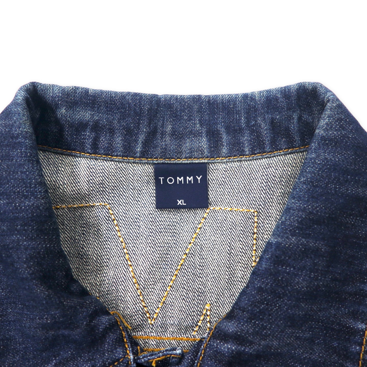 TOMMY デニムジャケット Gジャン XL ブルー コットン バックロゴ刺繍