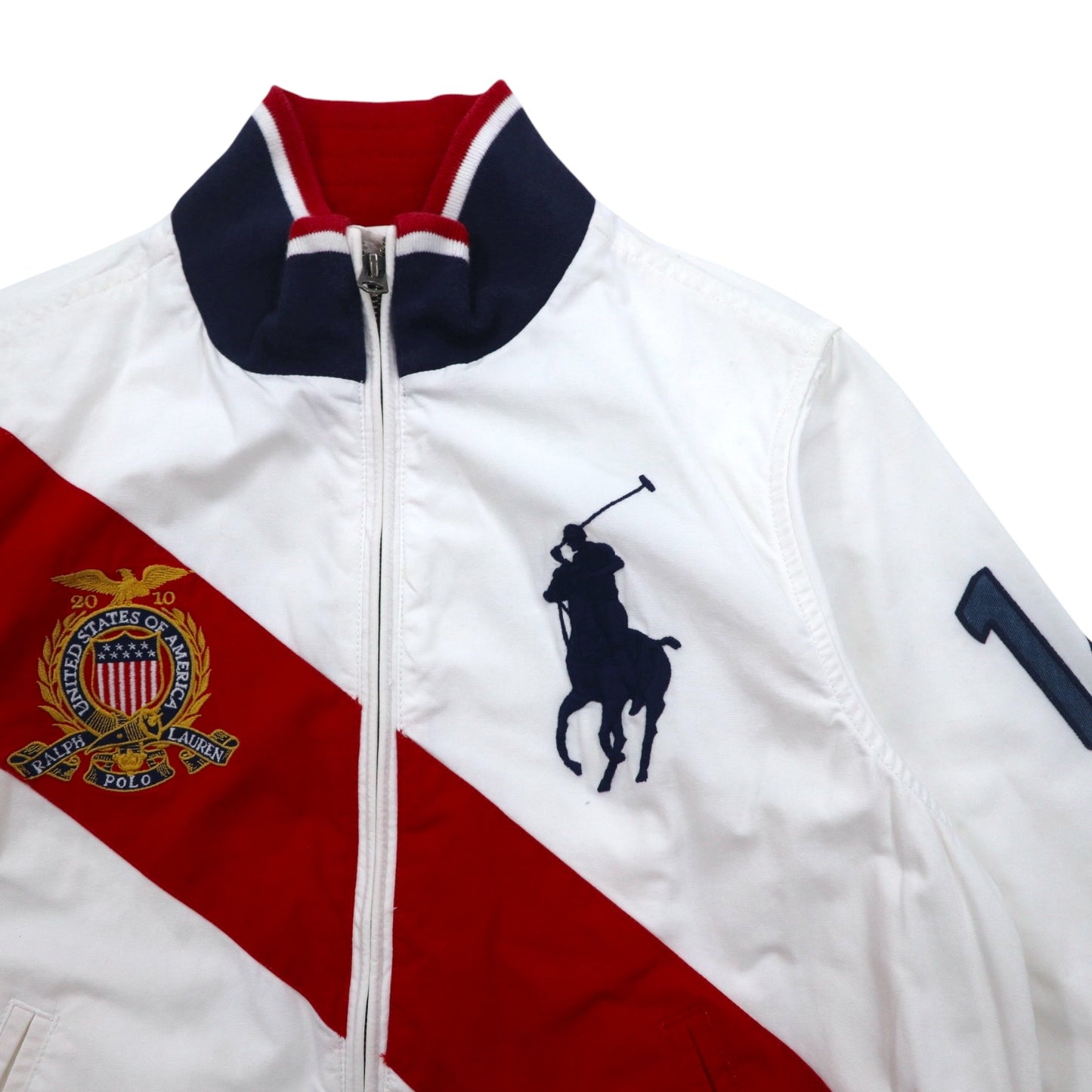 Polo by Ralph Lauren スポーツジャケット M ホワイト トリコロール TALONジップ USA ナンバリング