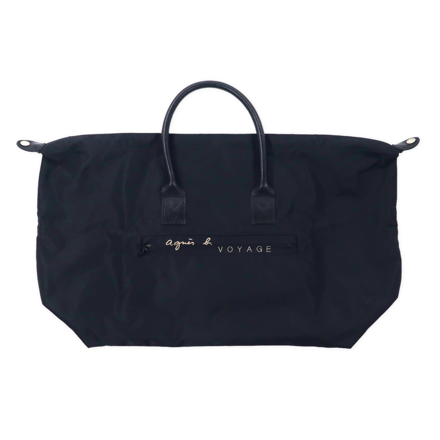 agnes b. Voyage Nylon tote bag handbag black leather handle Japan