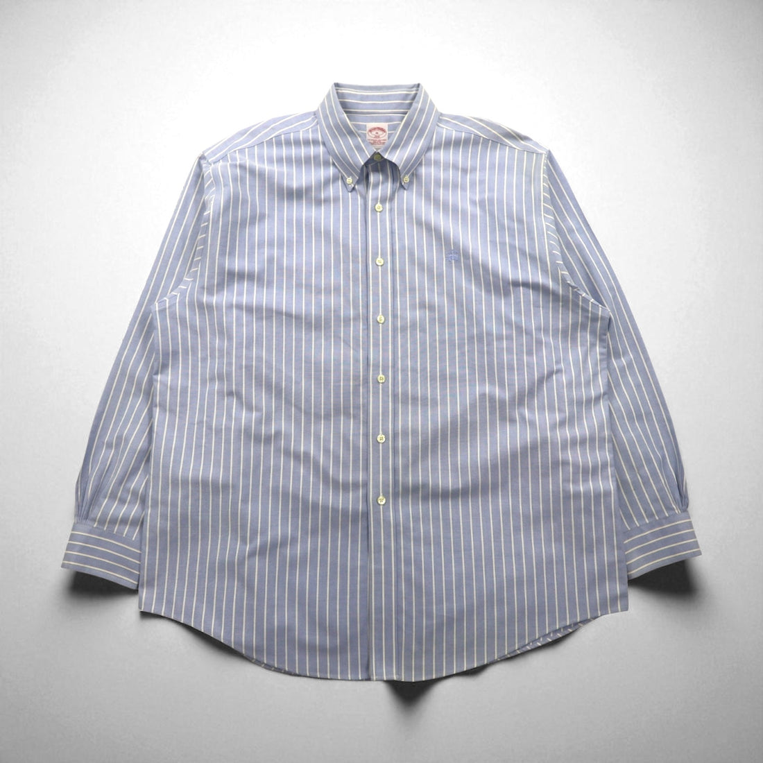 Brooks Brothers 346 Oxford Button-Down Shirt, XL, Blue, Striped, with Embroidered Logo