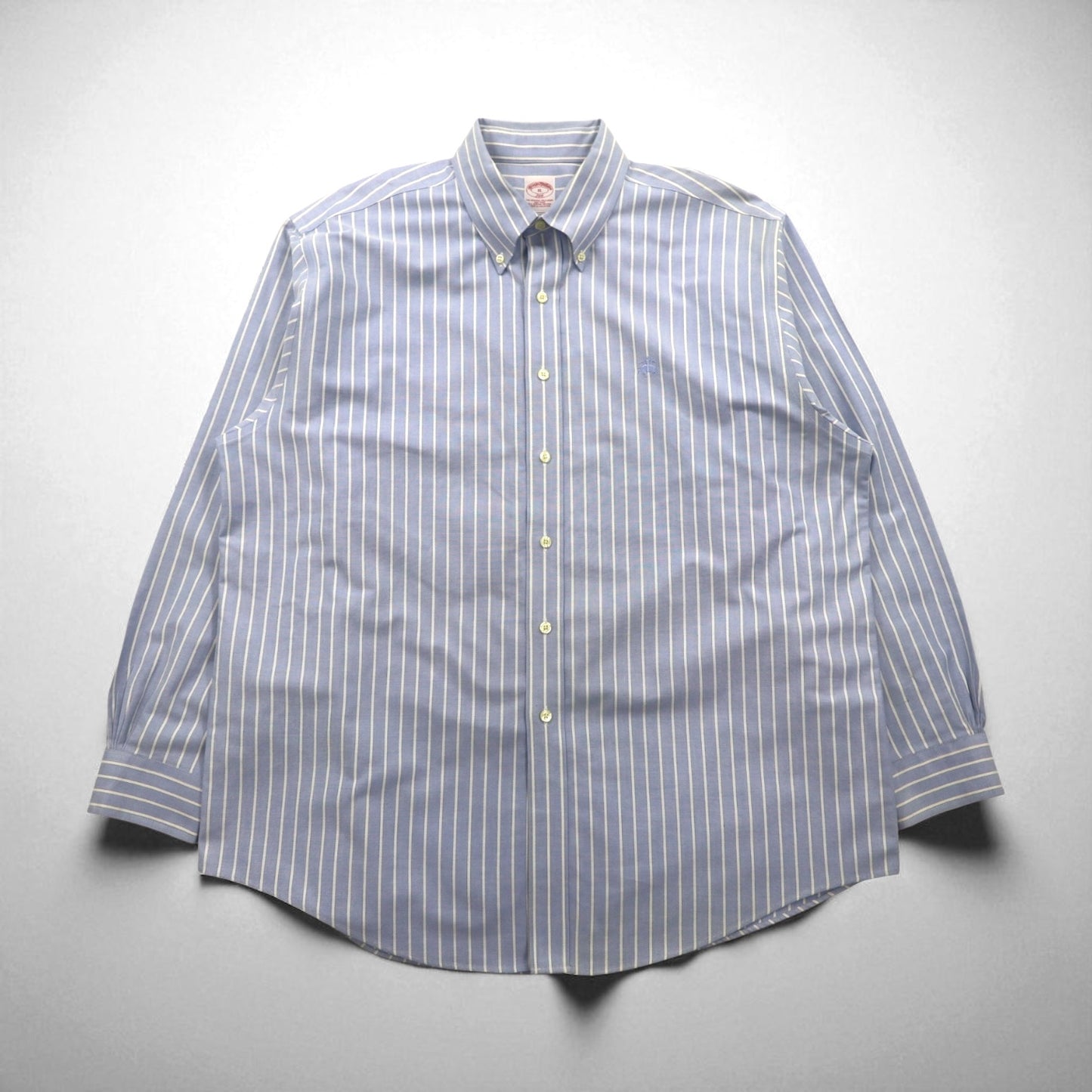 Brooks Brothers 346 オックスフォード ボタンダウンシャツ XL ブルー ストライプ ワンポイントロゴ刺繍