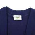 LACOSTE 80年代 ニット カーディガン XL ネイビー ウール ワンポイントロゴ